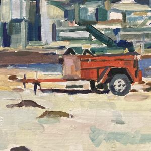 The Red Trailer, Seacliff Beach by Yasmin Paterson