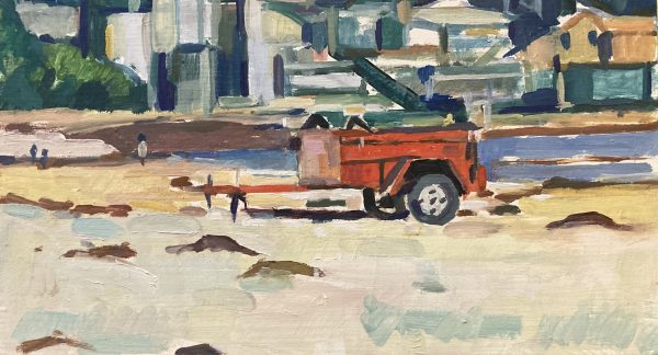 The Red Trailer, Seacliff Beach by Yasmin Paterson