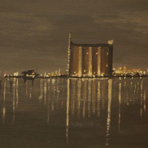 Night reflection in Winter, Tamar River yacht basin Launceston (after Tom Roberts- Grey day in Spring, Venice) by Anita Denholm